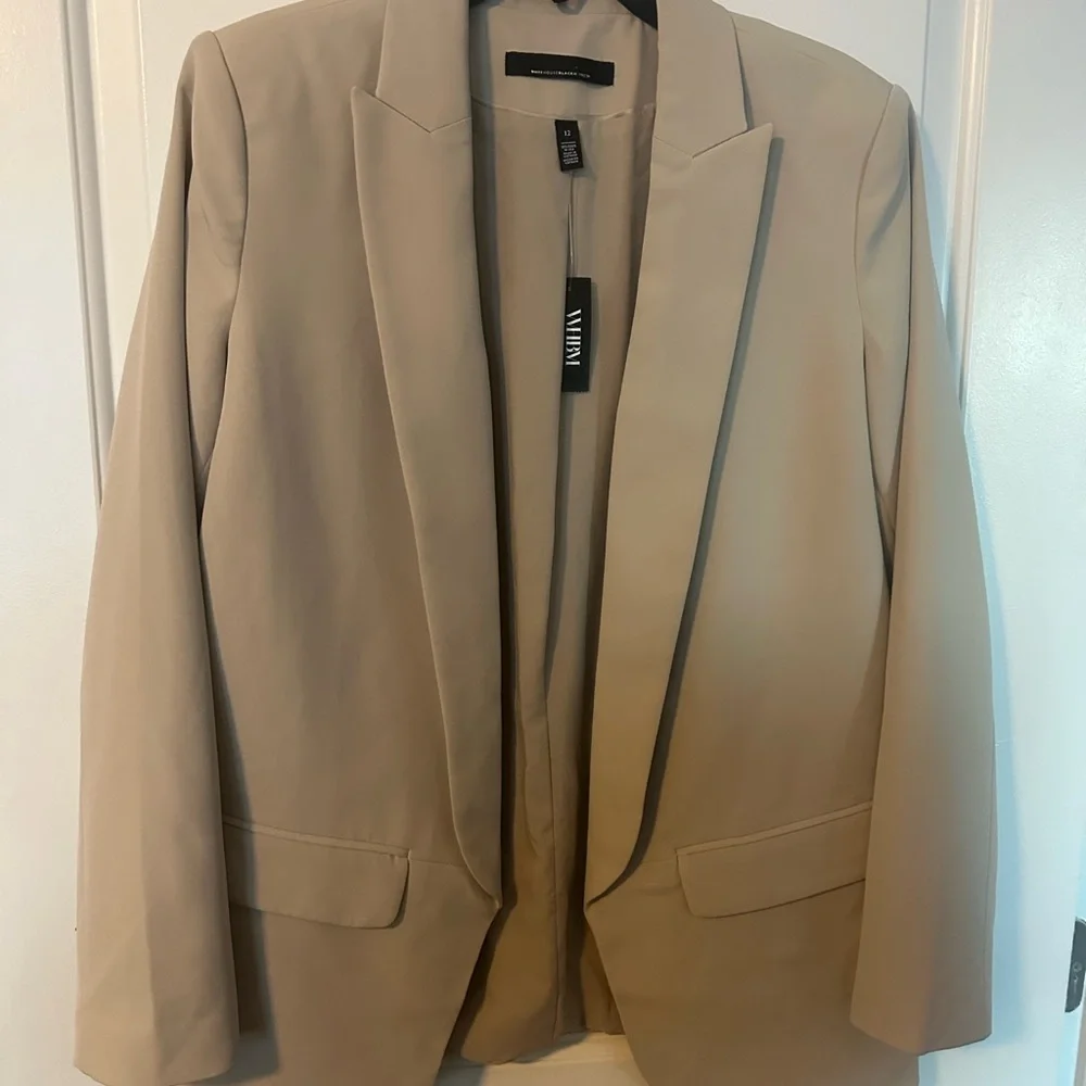 White House Black Market Taupe Single-Button Blazer
